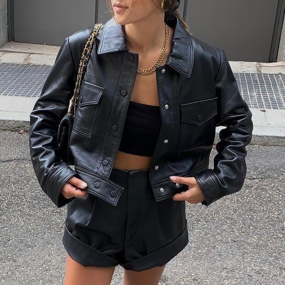 Zara genuine leather jacket moto style - Picture 4 of 14